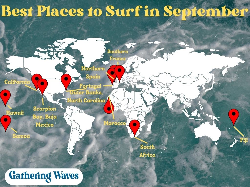 Map of the best places to surf in September