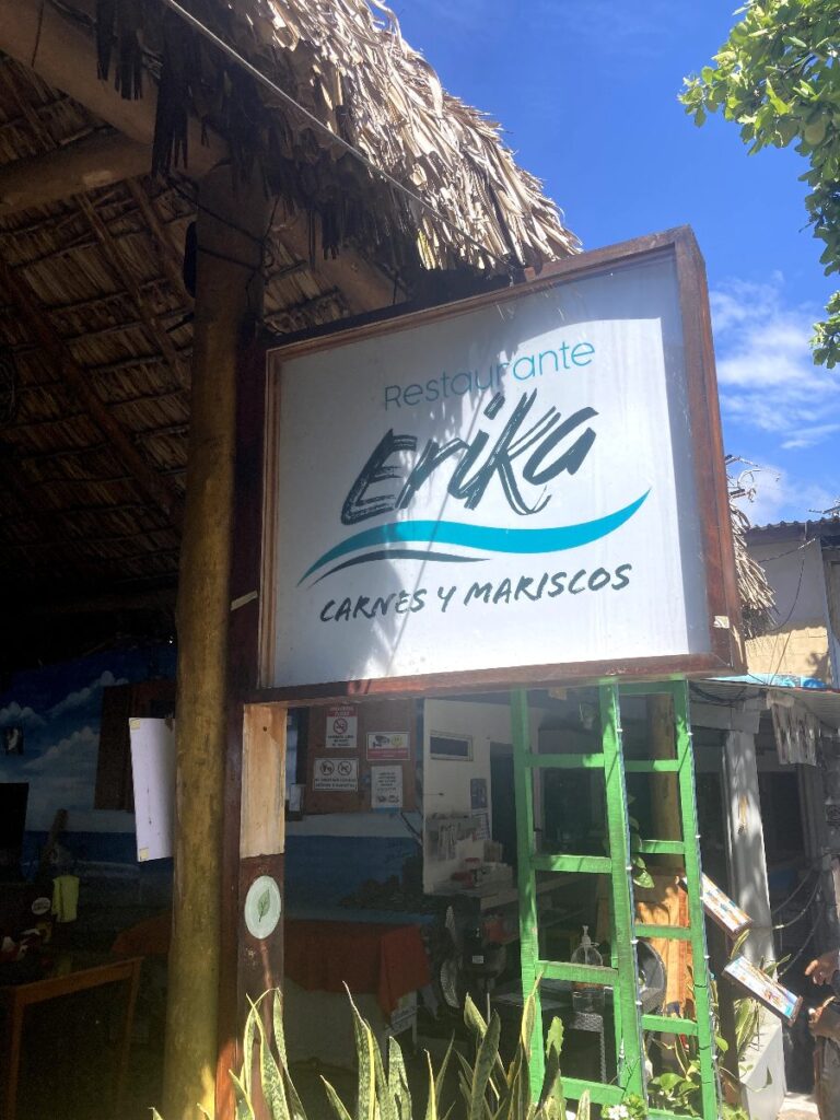 Image of Restaurante Erika sign in El Tunco, one of the best restaurants in El Tunco